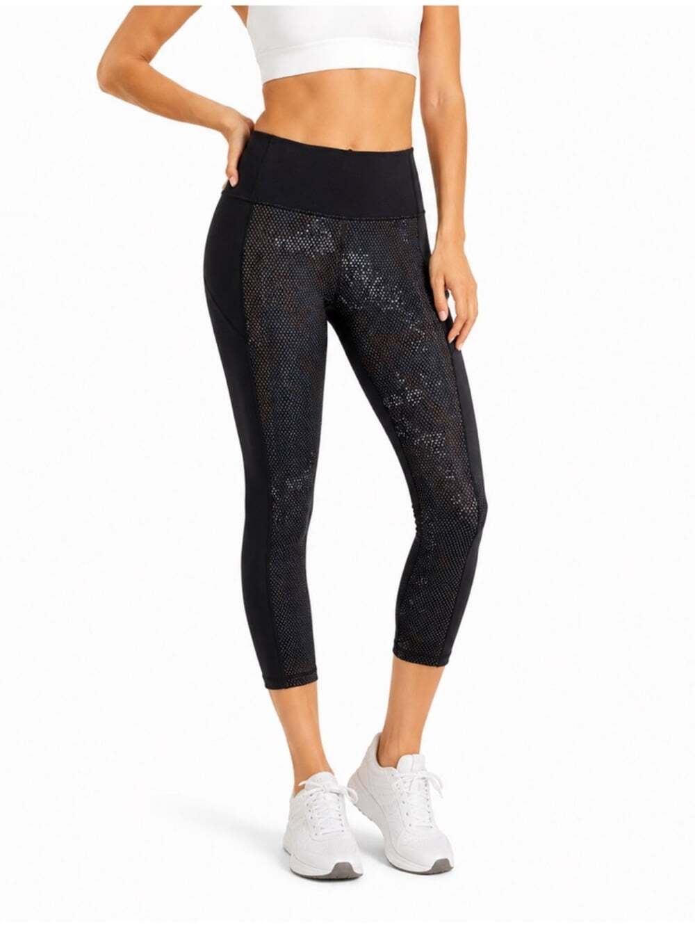 Under Armour Women’s Black Patterned Capri Stretch Yoga Activewear Pants…